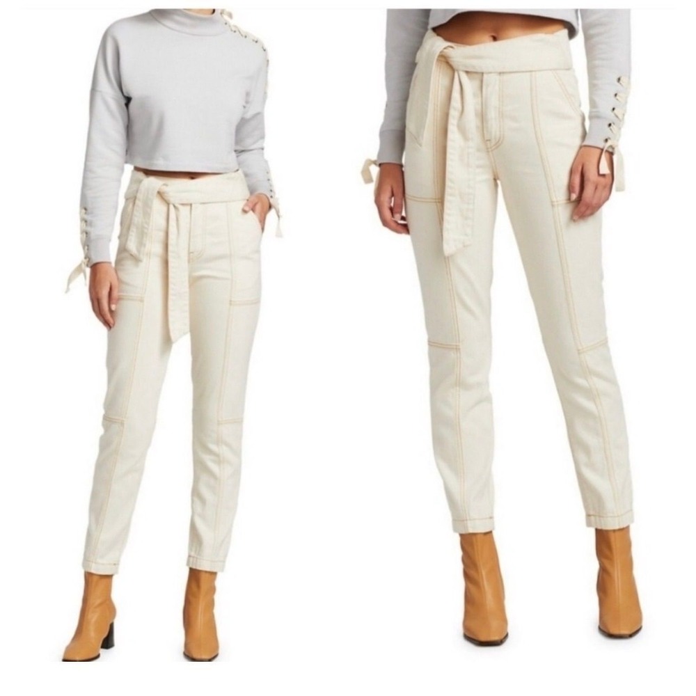 66. NWOT Johnathan Simkhai Henley Tie-Waist Seamed Pants Size 27